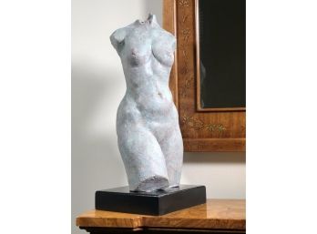 Incredible Nude Torso Sculpture By Charlotte Birnbaum - On Black Wooden Base - Fantastic Piece - 19' Tall