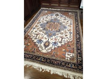 Beautiful Hand Made Oriental Style Wool Rug - Beautiful Colors - Great Condition - Made In India - GREAT RUG !