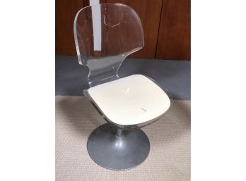 Fabulous Vintage Swivel Chair With Lucite Back - Sold As Found - Needs Cleaning  Polishing / Restoring