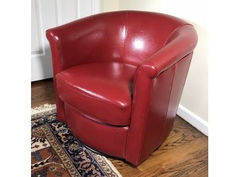 Wonderful Red Leather Club Chair - Great Decorative Piece - Very Nice Condition - No Issues Or Damage
