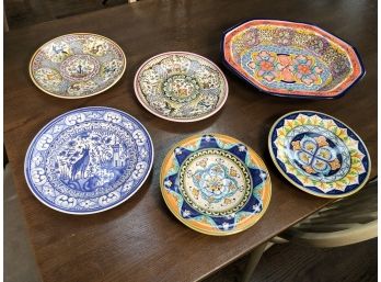 Fabulous Grouping Of High Quality Italian & Portuguese Faience Pottery Plates - Mixed Makers - All Good Shape