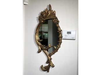 Very Pretty Vintage Rococo Style Mirror With Gold Gilt Finish - Very Unusual Style - Nice Ornate Mirror