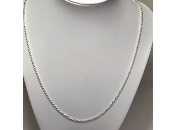Brand New 925 / Sterling Silver Rope Necklace - 22' EXTRA LONG - Just Beautifully Polished - Made In Italy