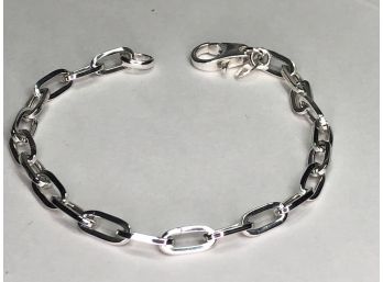 Lovely Brand New Sterling Silver / 925 Paperclip Style Bracelet - NEW NEVER WORN - Made In Italy - NICE !