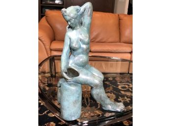 Fantastic Vintage Nude Bronze Sculpture By Charlotte Birnbaum - Very Heavy And Has Great Patina Over 19' Tall