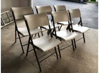 Set Of Six (6) LIFETIME Quality Resin Folding Chairs - ALL GREAT CONDITION - Can NEVER Have Too Many Chairs !