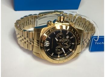 Incredible Brand New $795 TECHNOMARINE - MANTA RAY Mens Chronograph Watch - Goldtone With Black Dial WOW !