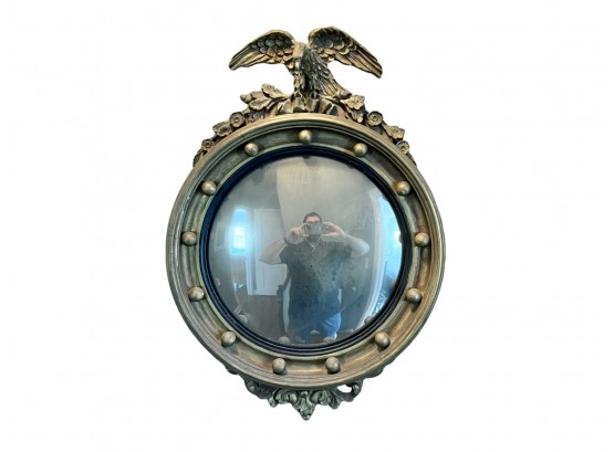 Possibly Antique Regency Style Gold Gilt Convex Mirror