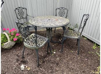 Patinated Aluminum Outdoor Bistro Set For 4