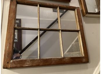 Brown 6 Panel Window Pane Mirror