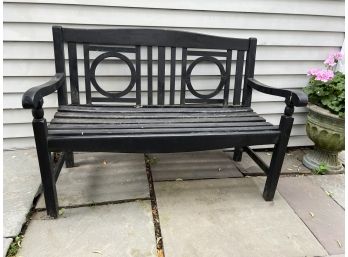 Black Outdoor Wooden Patio Bench 2 Of 2 **Restoration Project**