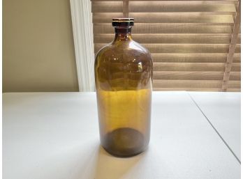 Large Vintage Amber Glass Apothecary Bottle