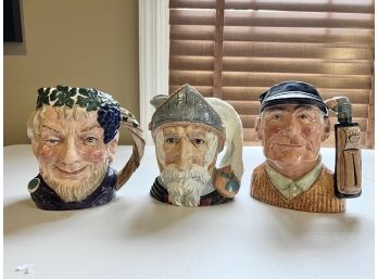 Group Of 3 Vintage Large Royal Doulton Toby Mugs