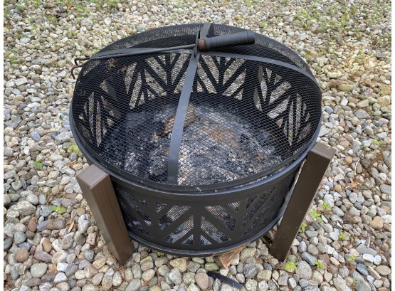 Decorative Black Metal Outdoor Fire Pit With Cover