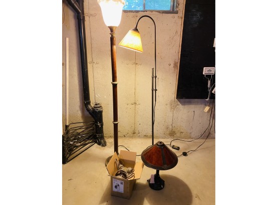 Two Floor Lamps And Table Lamp
