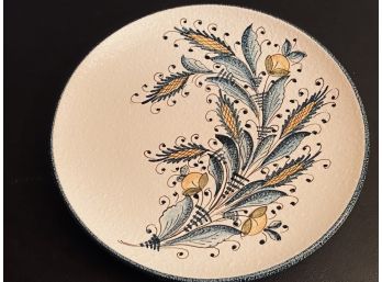 Hand Decorated Glazed Ceramic Dish Artist Signed