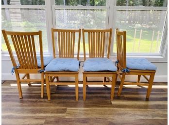Set Of 4 Craftsman Mission Style Dining Chairs With Cushions