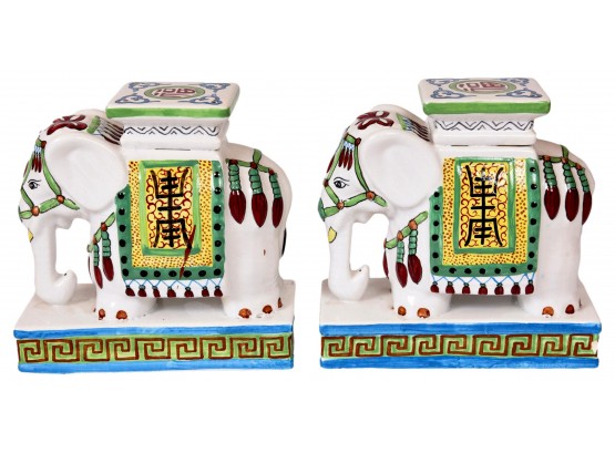 Pair Of Sam's Pottery Arts Company Elephant Figurines