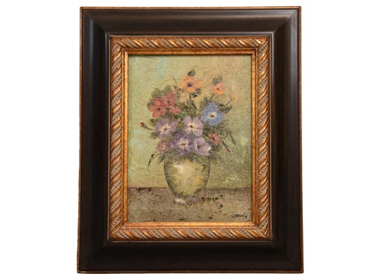 Signed E. Verdo Floral Oil On Canvas Painting (RETAIL $620)