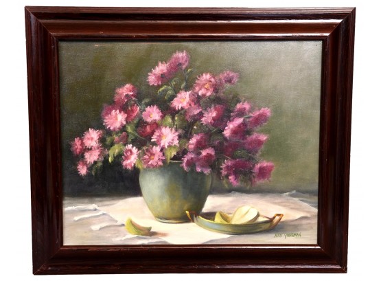 Signed Ann Yungman Oil On Canvas Floral Painting