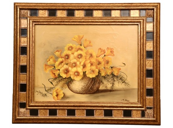 Signed M. Knapp Floral Oil On Canvas Painting