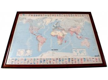 Framed Oversized Michelin Map Of The World Dated 1997