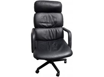 National Accounts Black Leather Swivel Adjustable Height Desk Chair On Casters