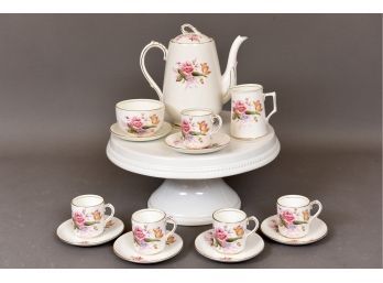 Porcelain Floral English Tea Set And Threshold Porcelain Cake Stand