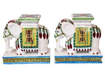 Pair Of Sam's Pottery Arts Company Elephant Figurines