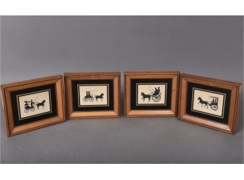 Collection Of Four B&S Creations Framed Horse And Buggy Silhouettes