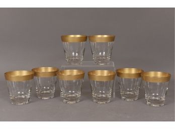 Set Of Eight MCM Gilt Rimmed Whiskey Glasses