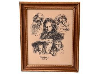 Artini Arts Rembrandt Engraving In Hand Finished Wood Frame