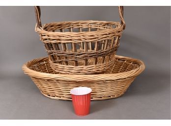 Large Oval Wicker Basket And Basket With Handle