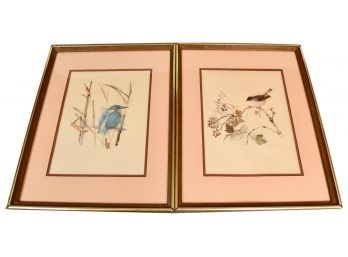 Pair Of Signed Framed Bird Prints