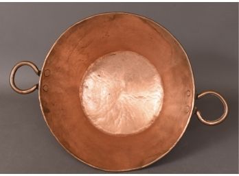 Large Heavy Hammered Copper Pot With Handles