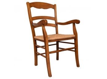 Buying & Design Italian Wood Arm Chair With Rush Seat