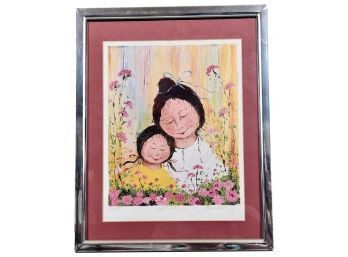 Signed Mildred Barrett Framed And Matted Numbered Lithograph Titled 'Affection'