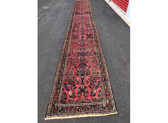 Vintage Hand Knotted Persian Rug, 21 Feet 6 Inch By 2 Feet 9 Inch