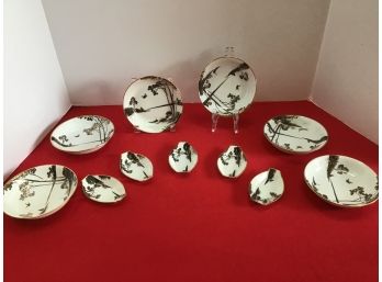 Hand Painted Nippon Bowls And Spoon Rest Lot