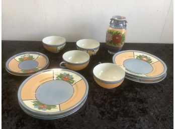 Elite Bone China Floral Plates, Cups And Saucers
