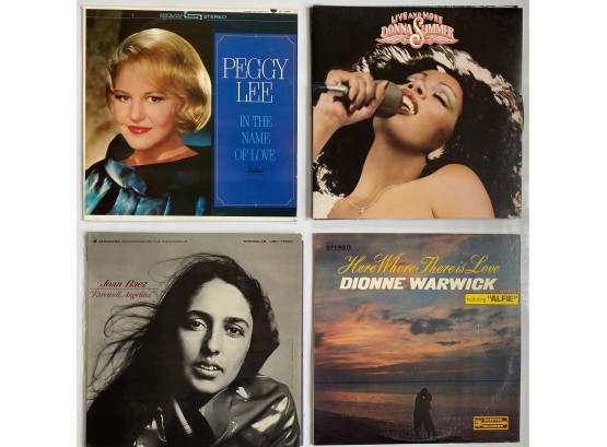 Donna Summer, Dionne Warwick, Joan Baez & Peggy Lee: 4 Vinyl Record Music Albums
