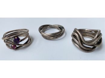 3 Sterling Silver Rings, Marked 925 Jewelry