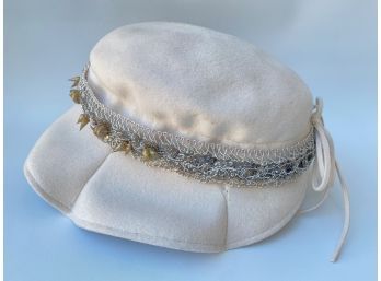 Vintage Clover Lane Wool Hat With Beaded Band, Small