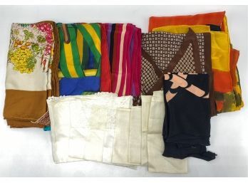 14 Scarves, Mostly Silk Vintage: Gucci, Hermes, Zwear, Tullo & More
