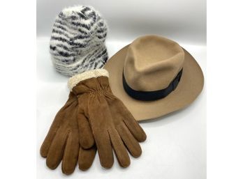 Vintage Worth & Worth Fellini Fedora, Size 7.5, DKNY Hat & Gloves