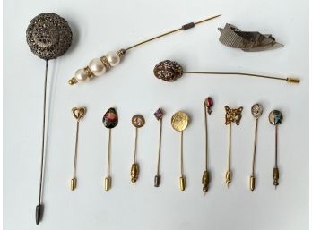 13 Mostly Vintage Hat Pins Jewelry