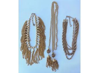 3 Vintage Gold Tone Chain Necklaces