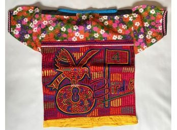 Small Vintage Cuna Indian Mola Reverse Applique Tapestry Blouse, Bought In Panama In The 1970s