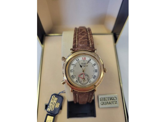Men's Chronograph Brown Leather Watch SDT002
