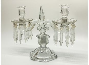 Heisey Glass 301 Old Williamsburg Candelabra With Prisms